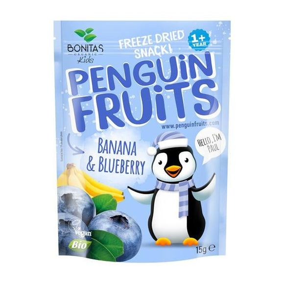 Penguin Banana e Mirtilos Liofilizados Bio 15g- Bonitas - Crisdietética
