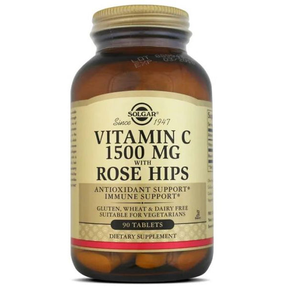 Vitamin C 1500mg com Rosa Mosqueta 90 Comprimidos - Solgar - Crisdietética
