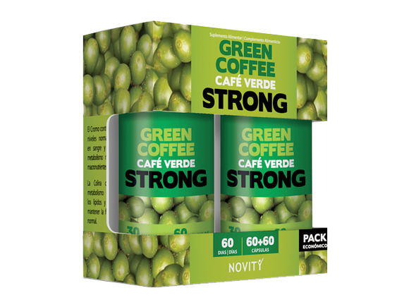 Café Verde Strong 200mg 60 + 60 cápsulas - Novity - Crisdietética