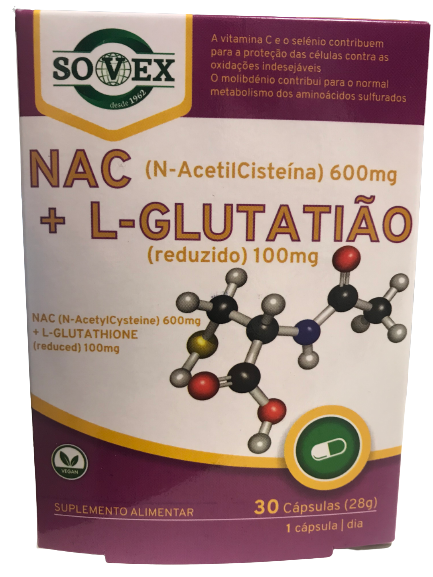 NAC + L- Glutatião 30 Cápsulas - Sovex - Crisdietética