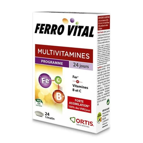 Ferro Vital 24 Comprimidos - Ortis - Crisdietética