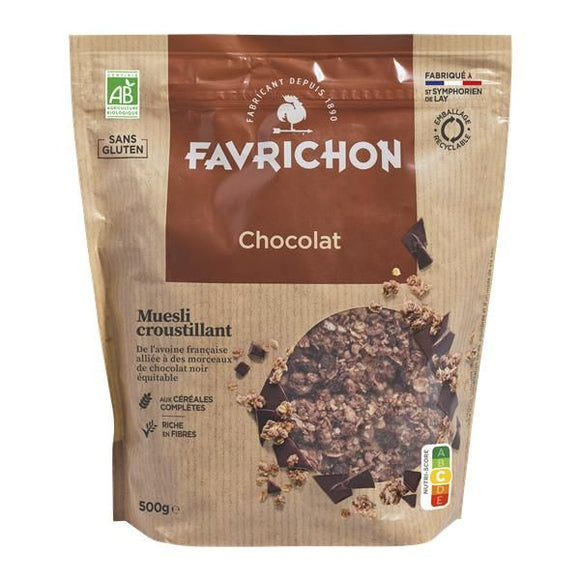 Muesli Biológico Chocolate Sem Glúten 500g - Favrichon - Crisdietética