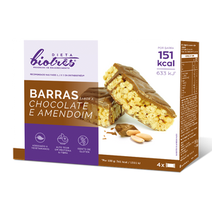 Barras de Chocolate e Amendoim 4 Saquetas- Biotrês - Crisdietética