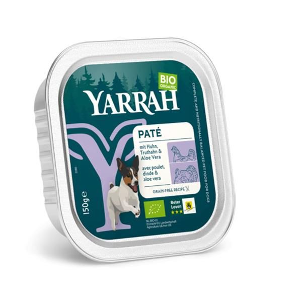 Paté com Frango, Peru e Aloé Vera Biológico 150g - Yarrah - Crisdietética