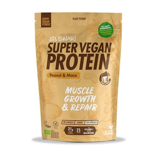 Super Vegan Protein Fitness de Amendoim e Maca  Bio 875g - Iswari - Crisdietética