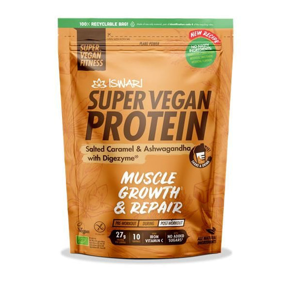 Super Vegan Protein Bio Caramelo Salgado e Ashwagandha 400g- Iswari - Crisdietética