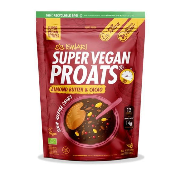 Super Vegan Proats Amêndoa e Manteiga de Cacau Bio 750g- Iswari - Crisdietética