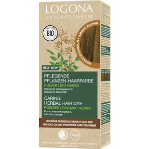植物染髮粉生物棕色琥珀 100 克 - Logona - Crisdietética