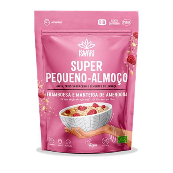 Super Pequeno-Almoço Bio Framboesa e Manteiga de Amendoim Bio 360g- Iswari - Crisdietética