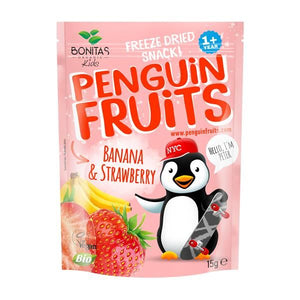 Penguin Banana and Strawberry Freeze Dried Bio 15g - Bonitas - Crisdietética