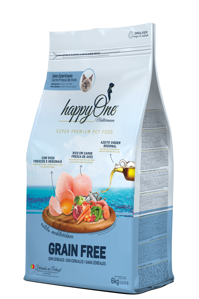 Ração Seca p/gato Esterilizado Mediterraneum Carne Fresca Aves 6 Kg - HappyOne