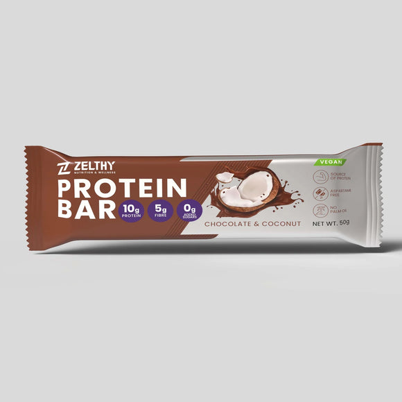 Barra Protein Bar Chocolate & Coco 50g - Zelthy - Crisdietética