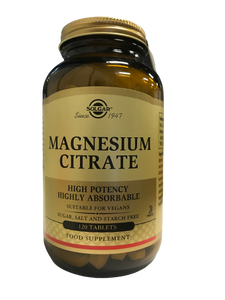 Magnesium Citrate 120 Tablets - Solgar - Crisdietética