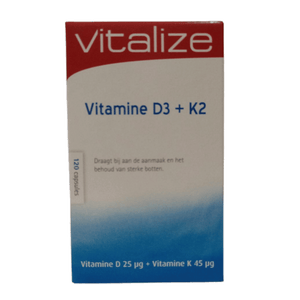维生素 D3 + K2 120 粒胶囊 - Vitalize - Crisdietética