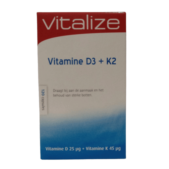 Vitamina D3 + K2 120 Cápsulas - Vitalize - Crisdietética