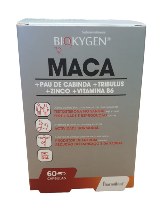 Maca +Pau de Cabinda +Tribulus + Zinco + Vit B6  60 caps - Biokygen - Crisdietética