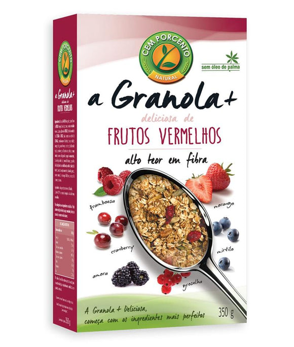 Granola + Deliciosa Frutos Vermelhos 350g -Cem porcento - Crisdietética