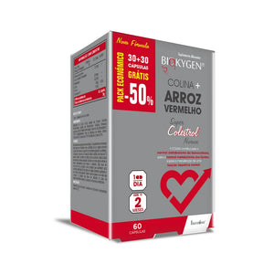 Colina + Arroz Vermelho Pack Económico 30+30 Cápsula - Biokygen - Crisdietética