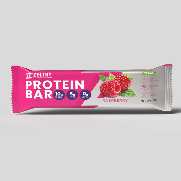 Barra Protein Bar Framboesa 50g - Zelthy - Crisdietética