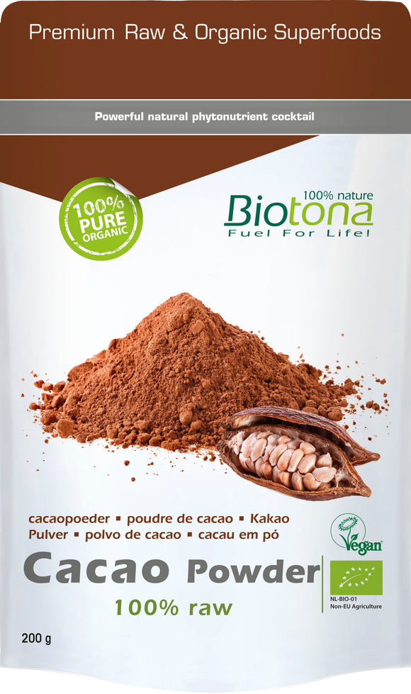 Cacao Raw Powder 200g - Biotona - Crisdietética