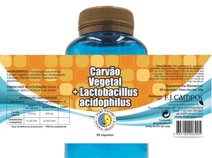 Carvão Vegetal + Lactobacillus Acidófilus 120 Cápsulas - Pure Nature - Crisdietética