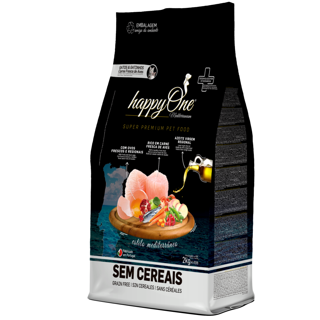 Ração seca p/Gatos & Gatinhos Mediterraneum 2 Kg - HappyOne