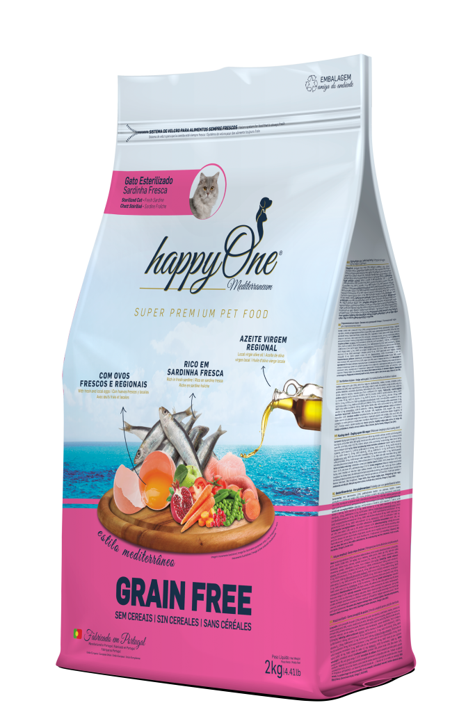 Ração seca p/Gato Esterilizado Mediterraneum Sardinha 2 Kg - HappyOne