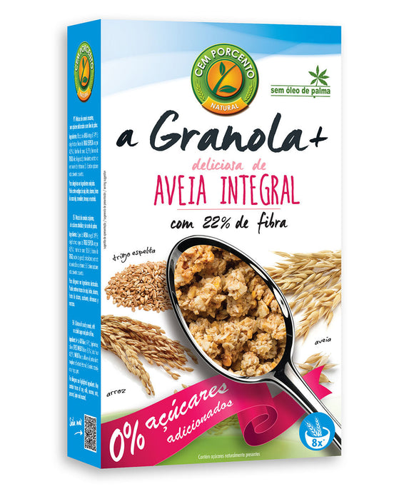 Granola + Deliciosa Aveia Integral s/Açúcar 350 g- Cem porcento - Crisdietética