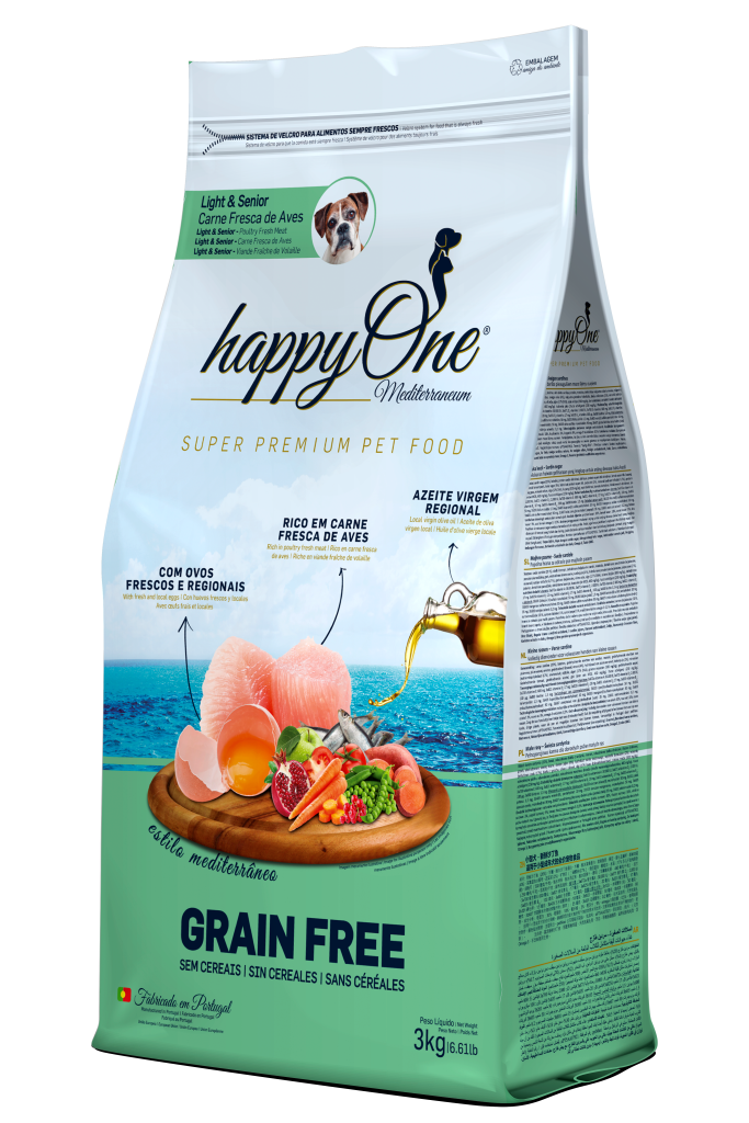 Ração seca p/Cão Light & Senior Mediterraneum 3kg - HappyOne