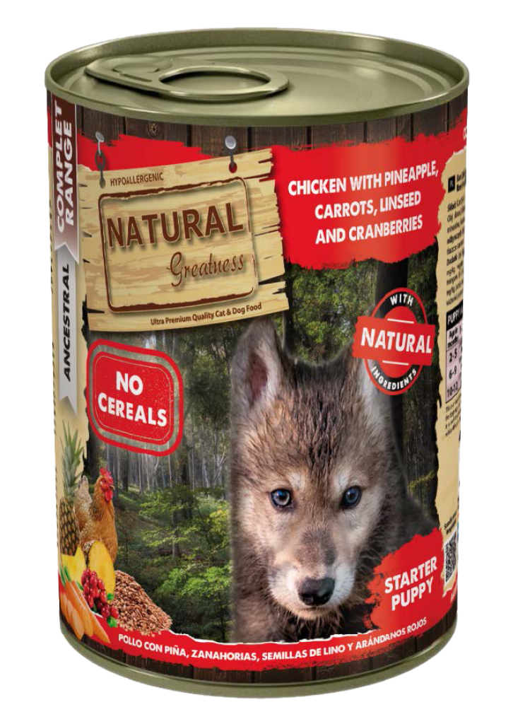 Cachorro Chicken,Carrots, Pineapple, Linseed,Craberies PUPPY 400g - Natural Greatness - Crisdietética