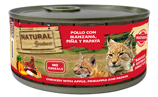 Wetfood Gato Cat Chicken & Apple, Pineapple, Papaya185gr- Natural Greatness - Crisdietética