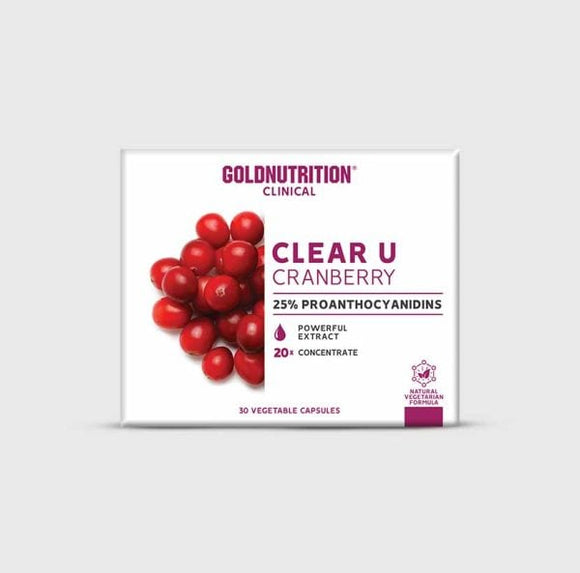 Clear U Cranberry 30 Cápsulas - GoldNutrition - Crisdietética
