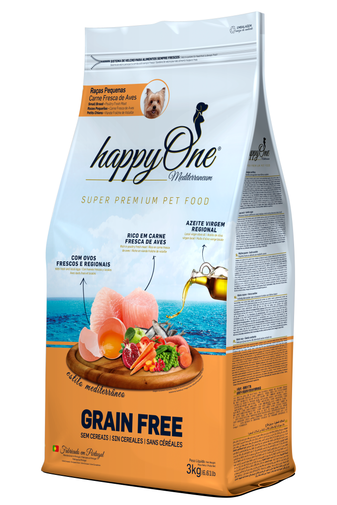 Ração seca p/Cão de Raças Pequenas Mediterraneum 3 kg - HappyOne