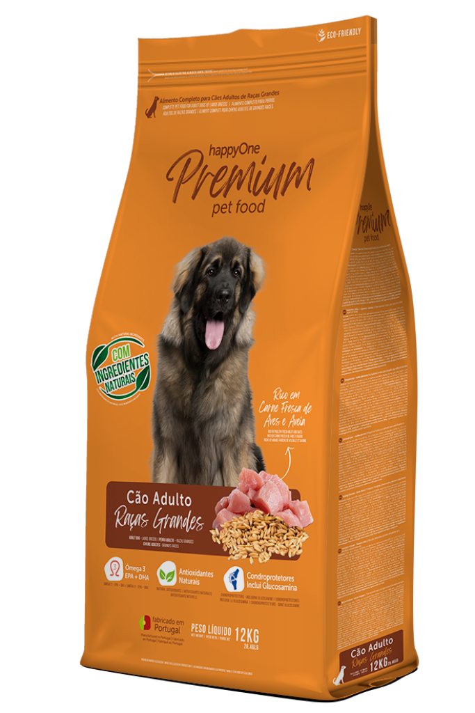 Ração seca p/Cão Raças Grandes 12kg - Happyone Premium