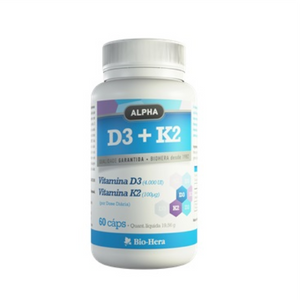 Alpha Vitamin D3 and K2 400 IU & 100 UG 60 Capsules - Bio-hera