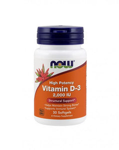 Vitamina D-3 2000 UI 30 Cápsulas- Ahora - Crisdietética
