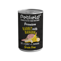 Cibo umido Premium Cani Coniglio e Banana Lattina 400g* 6 Unità - Petfield - Crisdietética