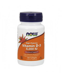 NOW Vitamina D-3 5000 UI 120 Cápsulas - Celeiro da Saúde Lda
