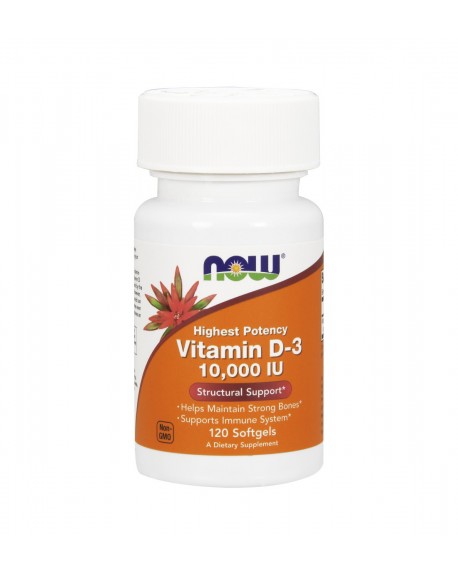 NOW Vitamina D3 10000 IU 120 Cápsulas - Celeiro da Saúde Lda