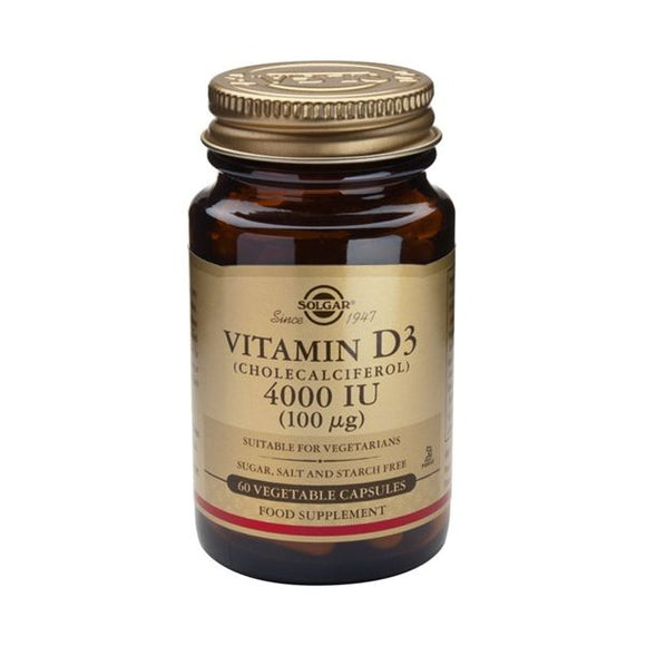 Vitamina D3 4000Ui 100Mcg 60 Cápsulas - Solgar - Crisdietética