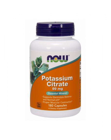NOW Potassium Citrate 99mg 180 Cápsulas - Celeiro da Saúde Lda