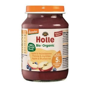 Organic Apple and Blueberry Puree 5M 190g - Holle - Chrysdietética
