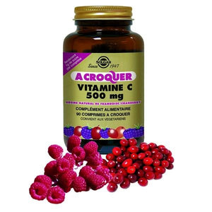 Chewable Vitamin C 500mg Cran-Raspberry 90 Comprimidos Mastigaveis - Solgar - Crisdietética