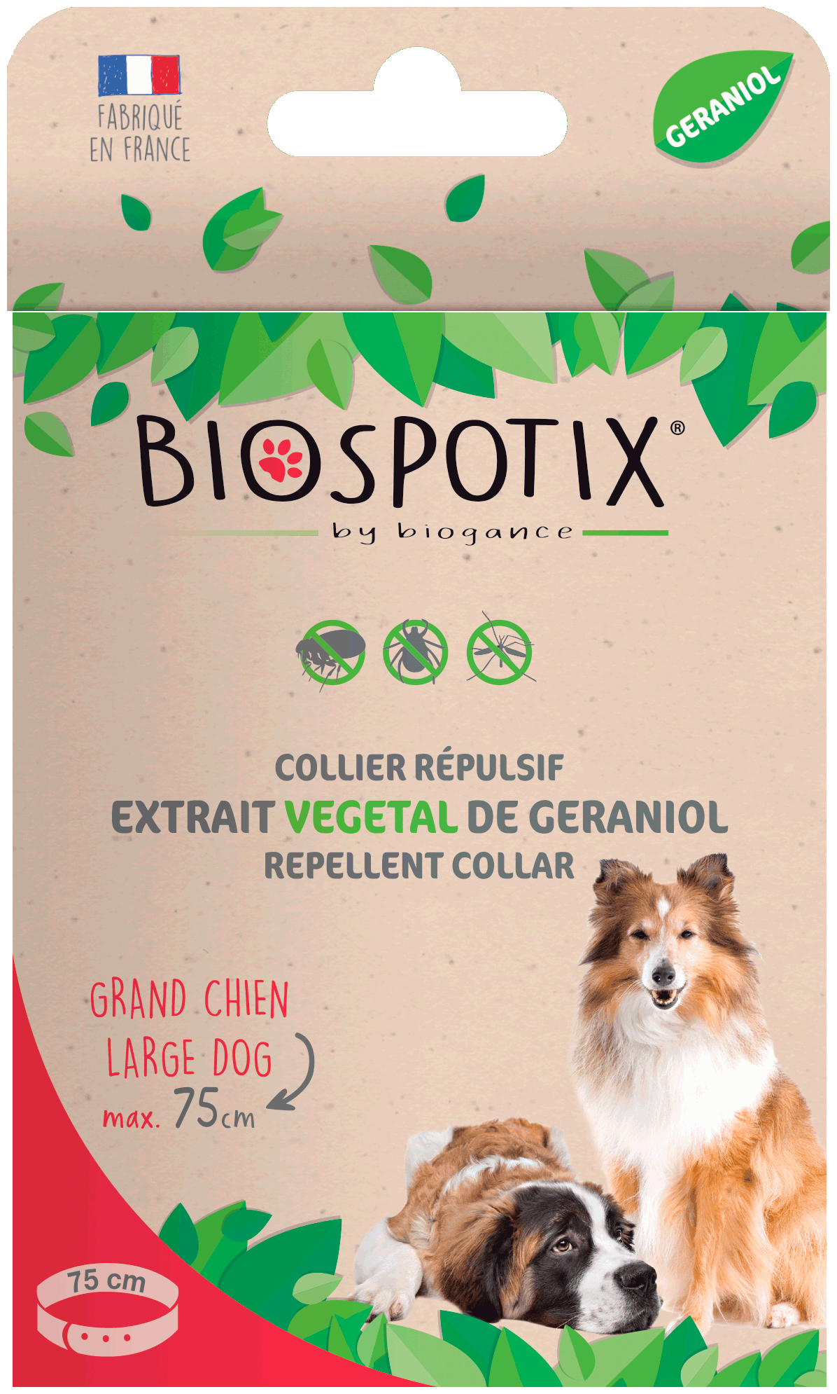 Collier pour chien Biogance Biospotix jusqu'à 75cm - Chrysdietética