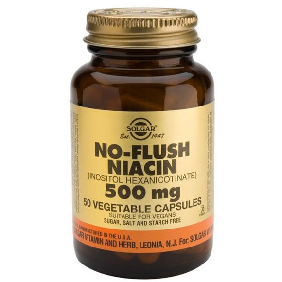 No-Flush Niacin 500mg 50 Cápsulas - Solgar - Crisdietética