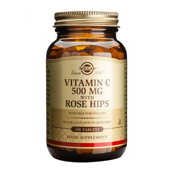 Vitamin C 500mg com Rosa Mosqueta 100 Comprimidos - Solgar - Crisdietética