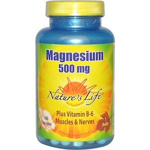 Magnesium 500 mg Plus and Vitamin B6 100 Capsules - Nature´s Life - Chrysdietética
