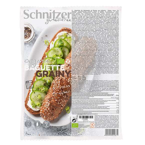 Baguette Grainy Sem Glúten Bio 2x160g - Schnitzer - Crisdietética