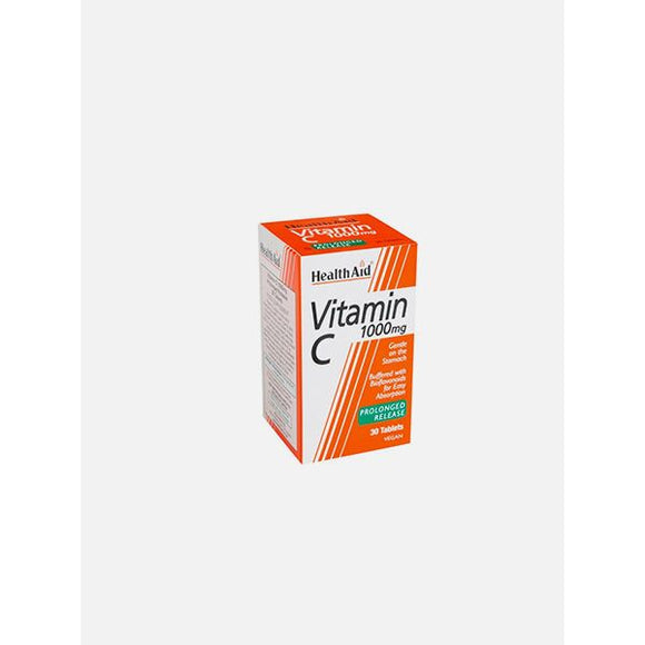 Vitamina C 1000mg Libertação Prolongada 30 comprimidos Vegan - Health Aid - Crisdietética
