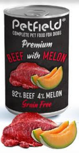 Wetfood Premium Dog Beef e Melon Lata 400g* 6 Unidades- Petfield - Crisdietética
